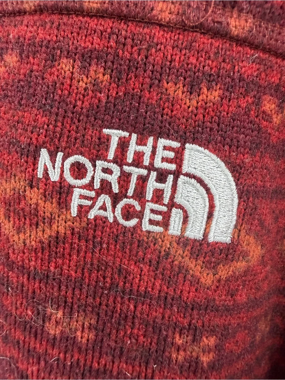 The North Face Maroon Red Aztec 1/4 Zip Fleece Men Size Large